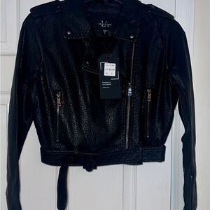 LA Coalition Women's Textured Black Faux Leather Jacket